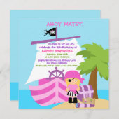 海賊船ブロンド·ガール·バースデー·パーティーの招待 招待状 (正面/裏面)