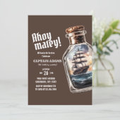 海賊船ボトル誕生日 招待状 (スタンド正面)