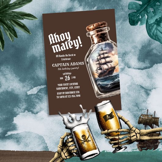 海賊船ボトル誕生日 招待状