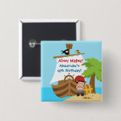 海賊船ボーイ誕生日パーティボタン 缶バッジ (正面&裏面)