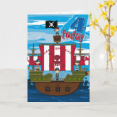 海賊船場面第4バースデー・カード カード (黄色い花)