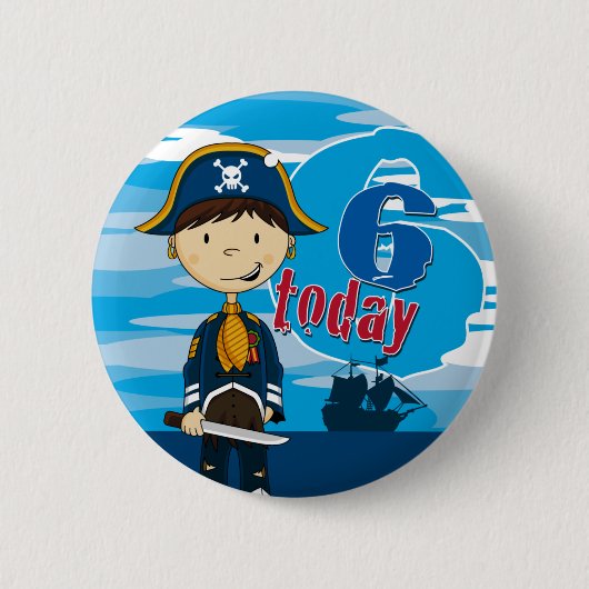 海賊船場面第6誕生日ボタンのバッジ 缶バッジ (正面)