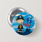 海賊船場面第6誕生日ボタンのバッジ 缶バッジ (正面&裏面)
