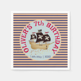 海賊船子供の誕生日パーティー スタンダードカクテルナプキン
