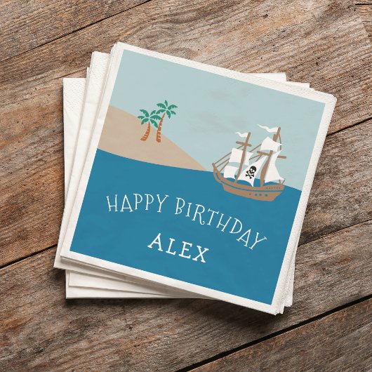 海賊船子供の誕生日パーティー スタンダードカクテルナプキン