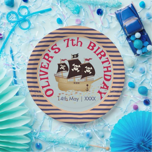 海賊船子供の誕生日パーティー ペーパープレート (パーティー)