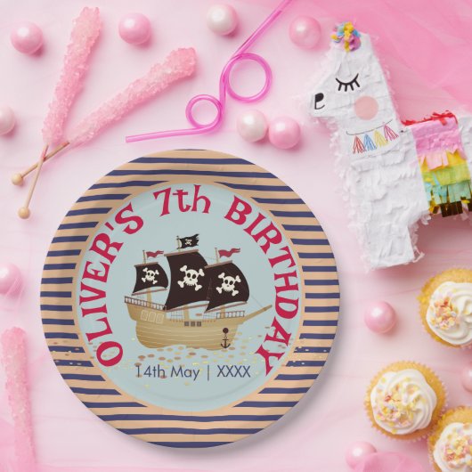 海賊船子供の誕生日パーティー ペーパープレート (パーティー)