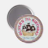 海賊船子供の誕生日パーティー マグネット (正面/裏面)