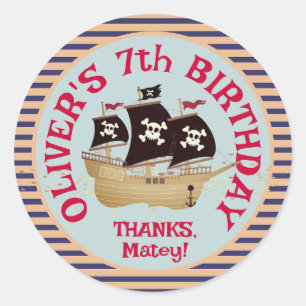 海賊船子供の誕生日パーティー ラウンドシール
