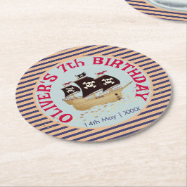 海賊船子供の誕生日パーティー ラウンドペーパーコースター