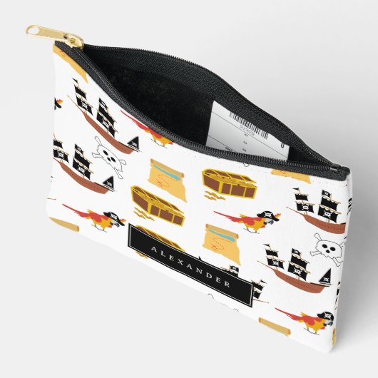 海賊船宝箱テーマ模様 アクセサリーポーチ (見開き)