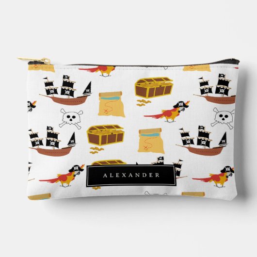 海賊船宝箱テーマ模様 アクセサリーポーチ (正面)