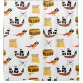 海賊船宝箱テーマ模様 シャワーカーテン (正面)