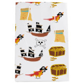 海賊船宝箱テーマ模様 ミディアムペーパーバッグ (正面)