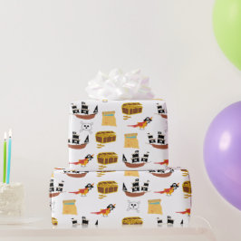 海賊船宝箱テーマ模様 ラッピングペーパー