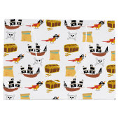 海賊船宝箱テーマ模様 ラージペーパーバッグ (裏面)