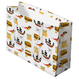 海賊船宝箱テーマ模様 ラージペーパーバッグ
