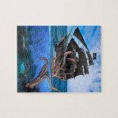 海賊船対巨大なイカ ジグソーパズル (横)