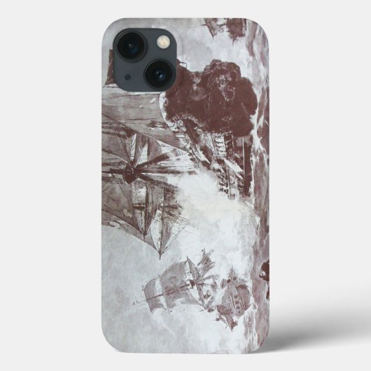 海賊船戦闘白黒 Case-Mate iPhoneケース (裏面)