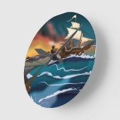 海賊船戦！ ラウンド壁時計 (傾斜)