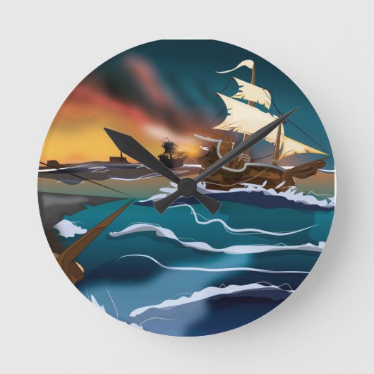 海賊船戦！ ラウンド壁時計 (正面)