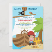 海賊船男の子の誕生日パーティーへの招待 招待状 (正面)