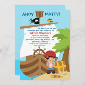 海賊船男の子の誕生日パーティーへの招待 招待状 (正面/裏面)