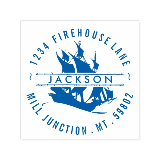 海賊船自己インク差出人住所スタンプ セルフインキングスタンプ (デザイン)