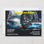 海賊船航海の夜海の月明かりの山 招待状 (正面)