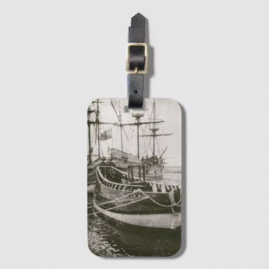 海賊船航海の帆船背の高い船 ラゲッジタグ (正面縦)