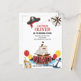 海賊船航海の誕生日グリーティングカード シーズンポストカード