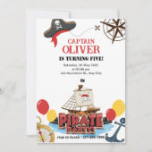海賊船航海の誕生日招待状カード 招待状 (正面)