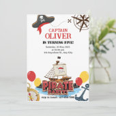 海賊船航海の誕生日招待状カード 案内状 (スタンド正面)