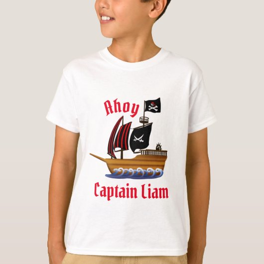 海賊船船長 名前入りカスタムグッズ Tシャツ (正面)