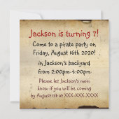 海賊船衣装のテーマパーティマップ招待状 招待状 (裏面)