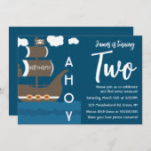 海賊船誕生日アホイパーティー任意の年齢 招待状 (正面/裏面)