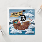海賊船誕生日カード – Ahoy Matey! カード (正面/裏面インサイチュ)