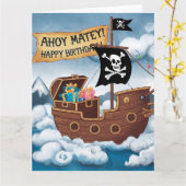 海賊船誕生日カード – Ahoy Matey! カード (黄色い花)