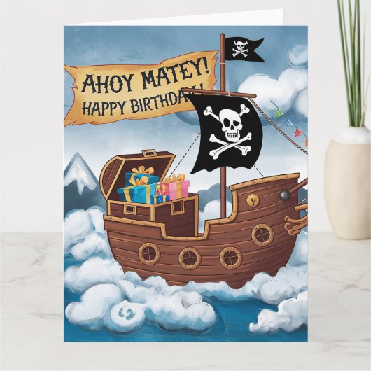 海賊船誕生日カード – Ahoy Matey! カード (正面)