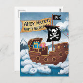 海賊船誕生日カード – Ahoy Matey! ポストカード (正面/裏面)