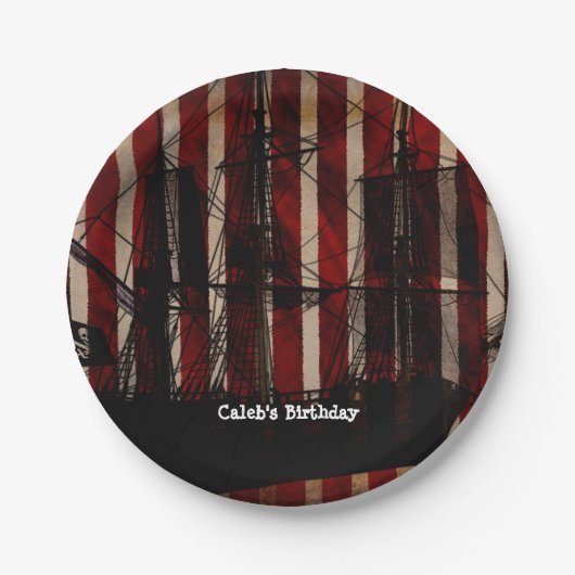 海賊船誕生日グランジパーティープレート ペーパープレート (正面)