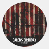 海賊船誕生日グランジパーティー好意ステッカー ラウンドシール (正面)