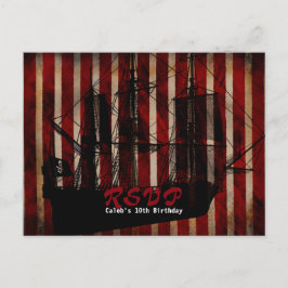 海賊船誕生日グランジパーティーRSVPポストカード インビテーションポストカード