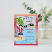 海賊船誕生日パーティーのキャプテン インビテーションポストカード (スタンド正面)