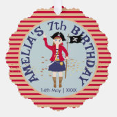 海賊船誕生日パーティーのキャプテン オーナメントカード (正面)