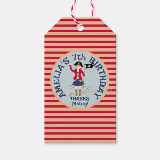 海賊船誕生日パーティーのキャプテン ギフトタグ (正面)