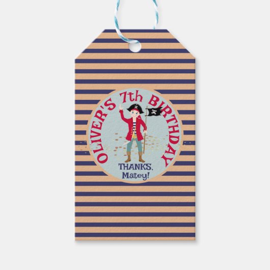 海賊船誕生日パーティーのキャプテン ギフトタグ (正面)