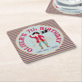 海賊船誕生日パーティーのキャプテン スクエアペーパーコースター (アングル)