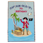 海賊船誕生日パーティーのキャプテン ミディアムペーパーバッグ (正面)