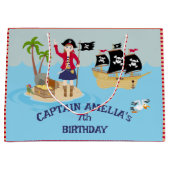 海賊船誕生日パーティーのキャプテン ラージペーパーバッグ (正面)